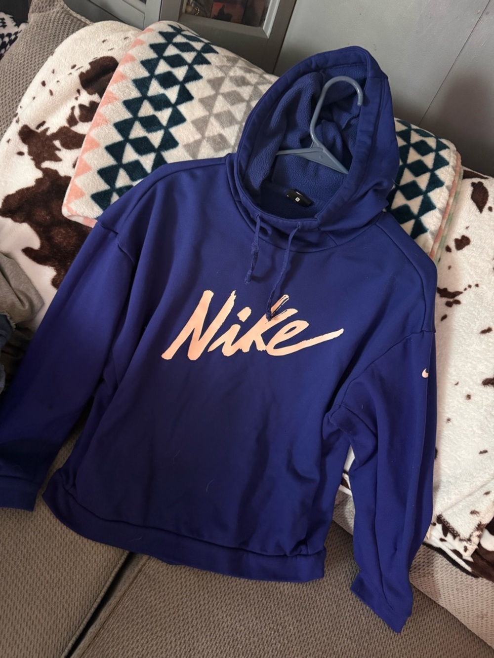 Nike Purple Hoodie with Light Pink Script Logo
